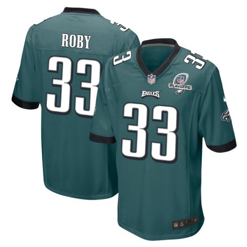 Bradley Roby 33 Philadelphia Eagles 2023 Playoffs Patch Game Men Jersey - Midnight Green