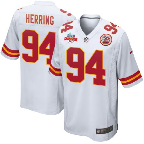 Malik Herring 94 Kansas City Chiefs Super Bowl LVII Champions 3 Stars Men Game Jersey - White