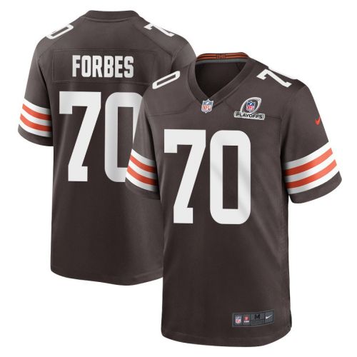 Drew Forbes 70 Cleveland Browns 2023 Playoffs Patch Game Men Jersey - Brown