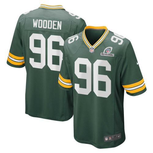 Colby Wooden 96 Green Bay Packers 2024 Divisional Patch Game Men Jersey - Green