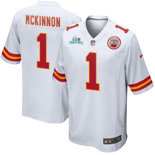 Jerick McKinnon 1 Kansas City Chiefs Super Bowl LVII Champions Men Game Jersey - White