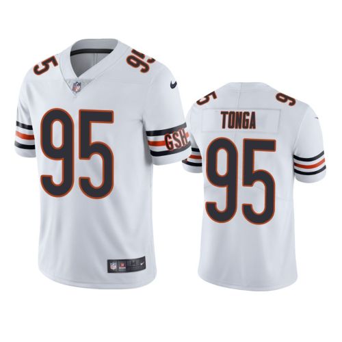 Khyiris Tonga 95 Chicago Bears White Vapor Limited Jersey