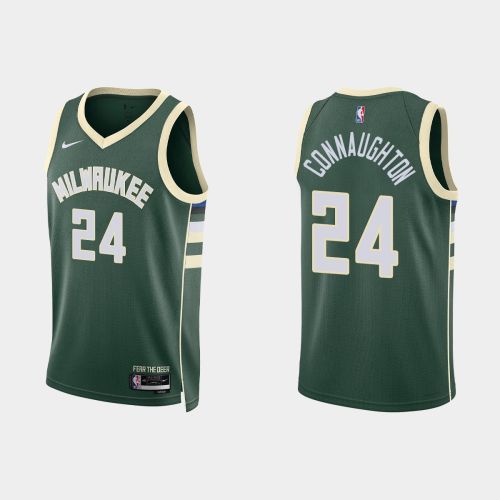 Milwaukee Bucks 24 Pat Connaughton 2022-23 Icon Edition Hunter Green Men Jersey