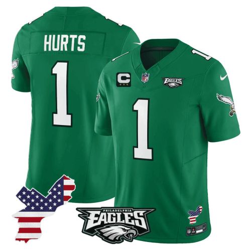 Jalen Hurts 1 Philadelphia Eagles Philadelphia Patch Alternate Game Men Jersey - Kelly Green