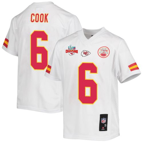 Bryan Cook 6 Kansas City Chiefs Super Bowl LVII Champions 3 Stars Youth Game Jersey - White