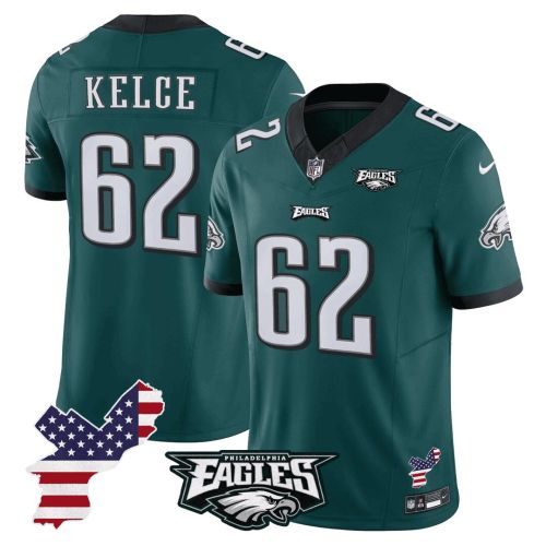 Jason Kelce 62 Philadelphia Eagles Philadelphia Patch Game Men Jersey - Midnight Green