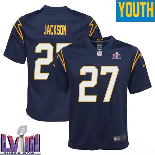 J.C. Jackson 27 Los Angeles Chargers Super Bowl LVIII YOUTH Alternate Game Jersey - Navy