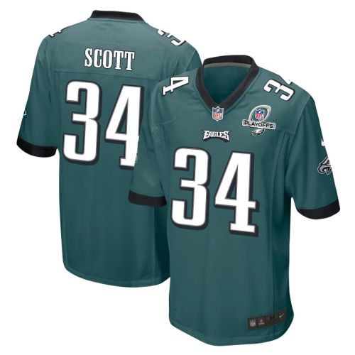 Josiah Scott 34 Philadelphia Eagles 2023 Playoffs Patch Game Men Jersey - Midnight Green