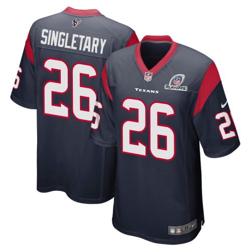 Devin Singletary 26 Houston Texans 2023 Playoffs Patch Game Men Jersey - Navy