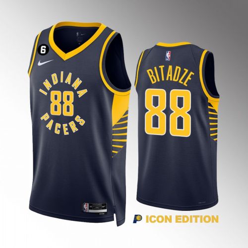 Goga Bitadze 88 Indiana Pacers Navy Icon Edition 2022-23 Men Jersey Swingman