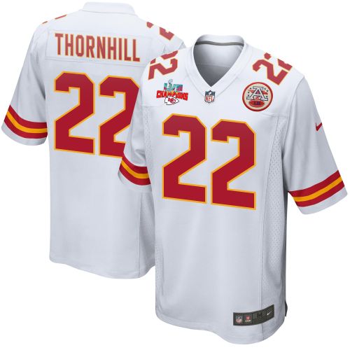 Juan Thornhill 22 Kansas City Chiefs Super Bowl LVII Champions 3 Stars Men Game Jersey - White