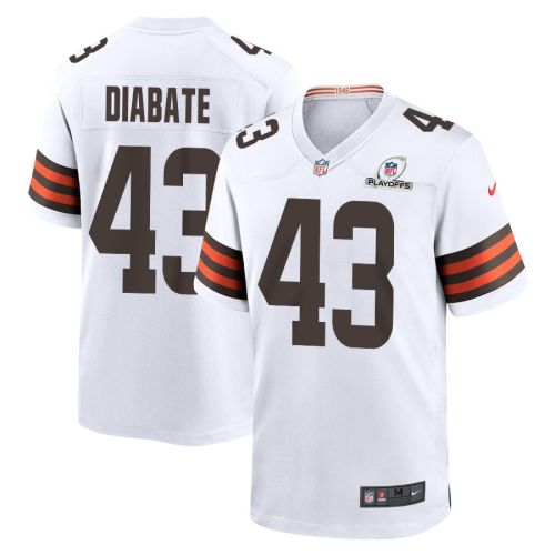 Mohamoud Diabate 43 Cleveland Browns 2023 Playoffs Patch Game Men Jersey - White