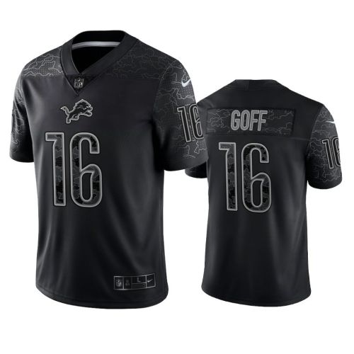 Jared Goff 16 Detroit Lions Black Reflective Limited Jersey - Men