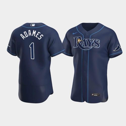 Men's Tampa Bay Rays 1 Willy Adames Navy Alternate Jersey Jersey