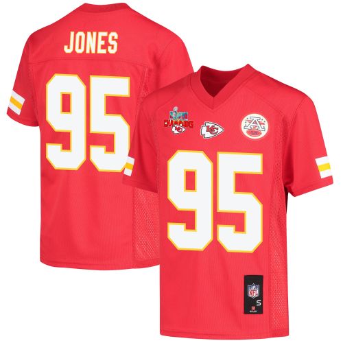 Chris Jones 95 Kansas City Chiefs Super Bowl LVII Champions 3 Stars Youth Game Jersey - Red