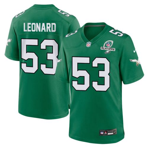 Shaquille Leonard 53 Philadelphia Eagles 2023 Playoffs Patch Alternate Game Men Jersey - Kelly Green