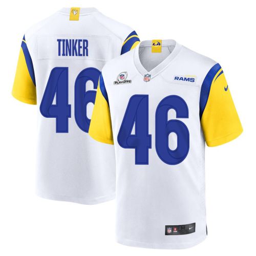 Carson Tinker 46 Los Angeles Rams 2023 Playoffs Patch Game Men Jersey - White