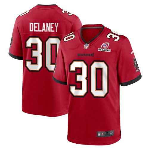 Dee Delaney 30 Tampa Bay Buccaneers 2023 Playoffs Patch Game Men Jersey - Red