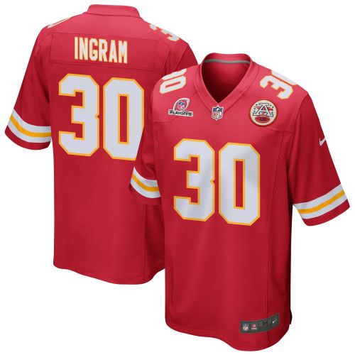 Keaontay Ingram 30 Kansas City Chiefs 2023 Playoffs Patch Game Men Jersey - Red