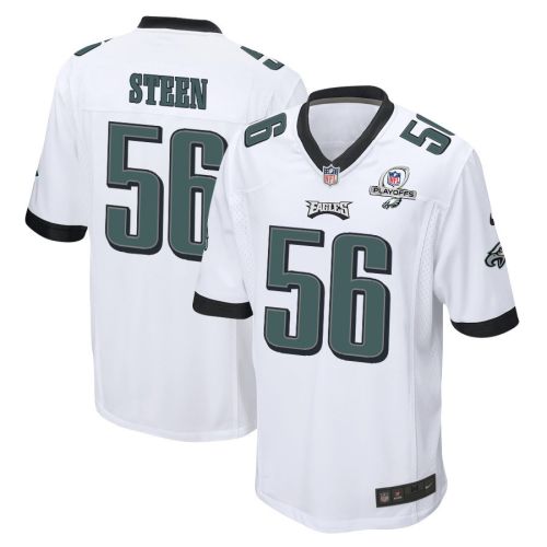 Tyler Steen 56 Philadelphia Eagles 2023 Playoffs Patch Game Men Jersey - White