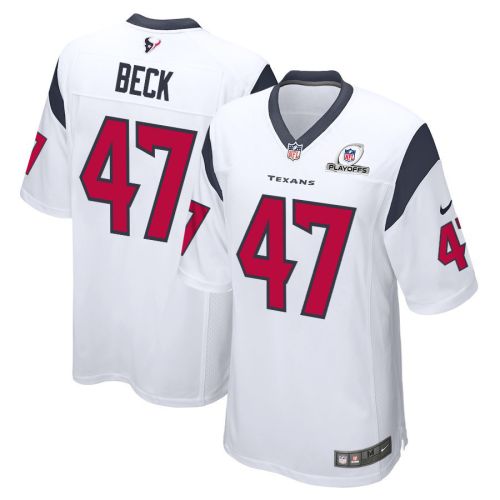 Andrew Beck 47 Houston Texans 2023 Playoffs Patch Game Men Jersey - White