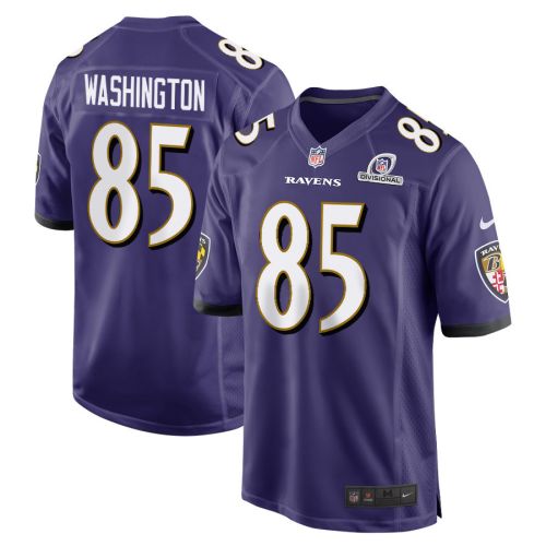 Scotty Washington 85 Baltimore Ravens 2024 Divisional Patch Game Men Jersey - Purple