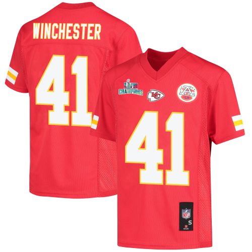 James Winchester 41 Kansas City Chiefs Super Bowl LVII Champions Youth Game Jersey - Red