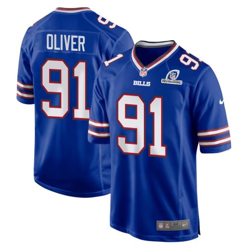 Ed Oliver 91 Buffalo Bills 2024 Divisional Patch Game Men Jersey - Royal