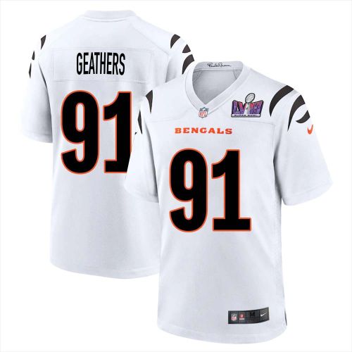 Robert Geathers 91 Cincinnati Bengals Super Bowl LVIII Men Away Limited Jersey - White