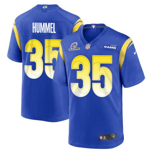 Jacob Hummel 35 Los Angeles Rams 2023 Playoffs Patch Game Men Jersey - Royal