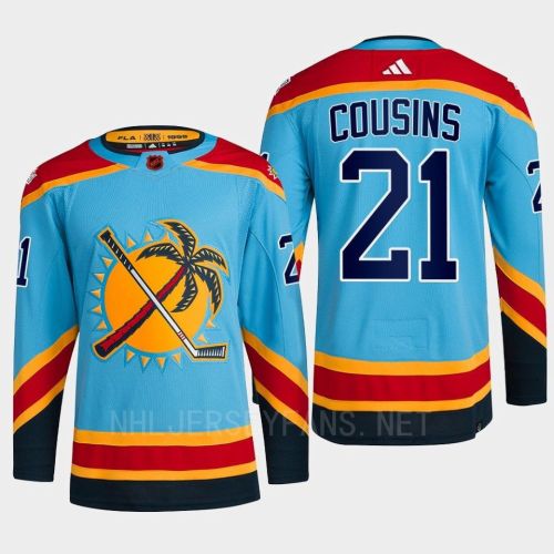 Florida Panthers 2023 Reverse Retro 2.0 Nick Cousins 21 Blue Primegreen Jersey Men's