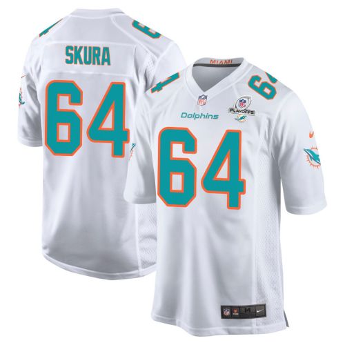 Matt Skura 64 Miami Dolphins 2023 Playoffs Patch Game Men Jersey - White