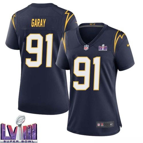 Antonio Garay 91 Los Angeles Chargers Super Bowl LVIII Women Alternate Game Jersey - Navy