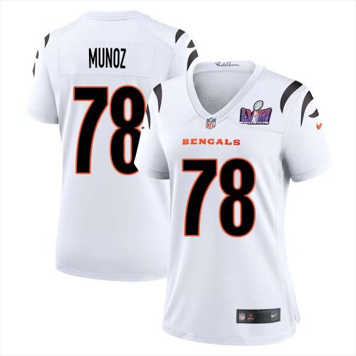 Anthony Munoz 78 Cincinnati Bengals Super Bowl LVIII Women Away Limited Jersey - White