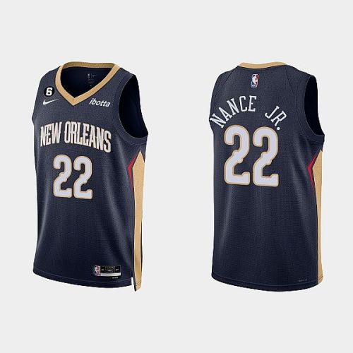 New Orleans Pelicans 22 Larry Nance Jr. 2022-23 Icon Edition Navy Men Jersey