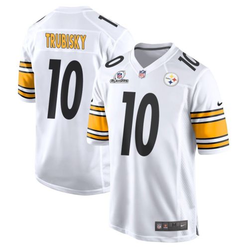 Mitch Trubisky 10 Pittsburgh Steelers 2023 Playoffs Patch Game Men Jersey - White