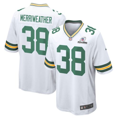 Ellis Merriweather 38 Green Bay Packers 2023 Playoffs Patch Game Men Jersey - White