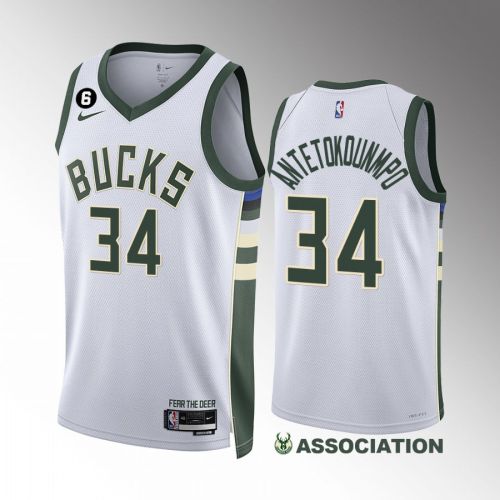 Milwaukee Bucks Giannis Antetokounmpo 34 White Association Edition Jersey 2022-23 Swingman