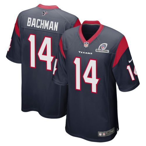 Alex Bachman 14 Houston Texans 2024 Divisional Patch Game Men Jersey - Navy