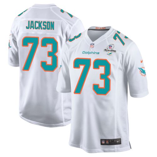 Austin Jackson 73 Miami Dolphins 2023 Playoffs Patch Game Men Jersey - White