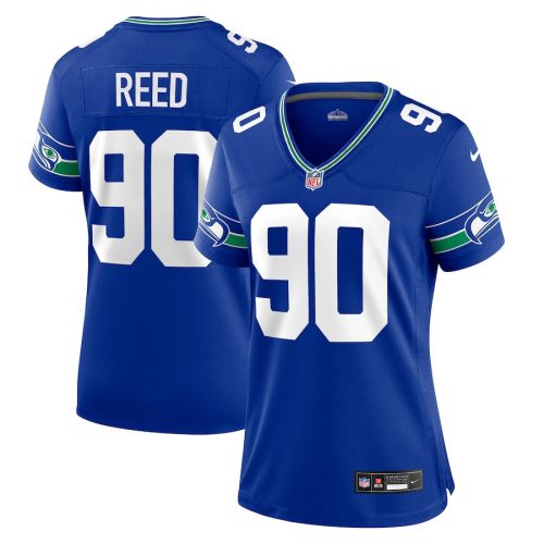 Jarran Reed 90 Seattle Seahawks Women Throwback Game Jersey - Royal