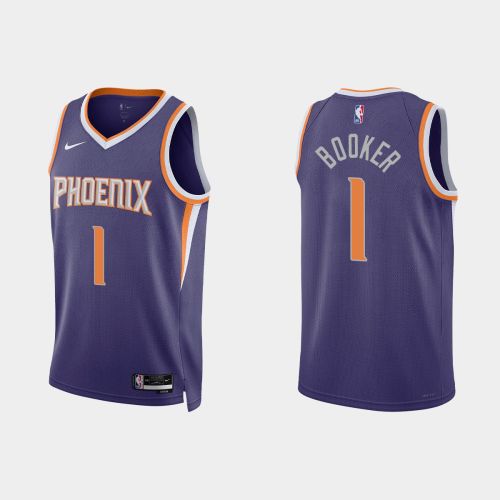 Phoenix Suns 1 Devin Booker 2022-23 Icon Edition Purple Men Jersey