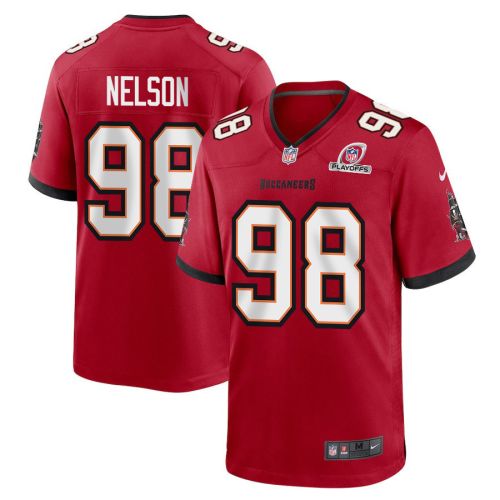 Anthony Nelson 98 Tampa Bay Buccaneers 2023 Playoffs Patch Game Men Jersey - Red