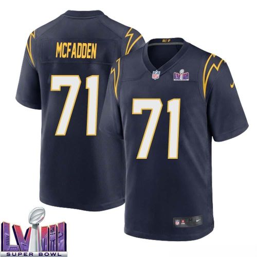 Jordan McFadden 71 Los Angeles Chargers Super Bowl LVIII Men Alternate Game Jersey - Navy