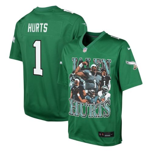 Jalen Hurts 1 Philadelphia Eagles Leadership Game YOUTH Jersey - Green