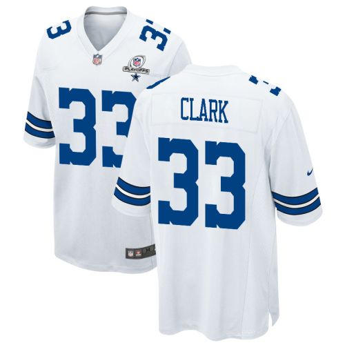 Damone Clark 33 Dallas Cowboys 2023 Playoffs Patch Game Men Jersey - White