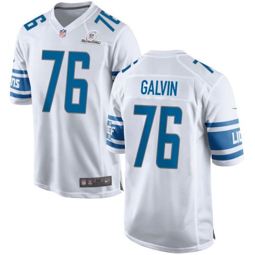 Connor Galvin 76 Detroit Lions 2024 Divisional Patch Game Men Jersey - White