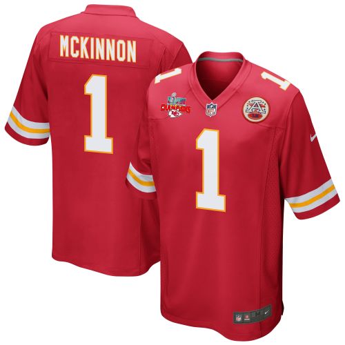 Jerick McKinnon 1 Kansas City Chiefs Super Bowl LVII Champions 3 Stars Men Game Jersey - Red