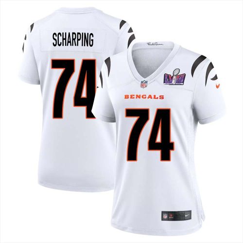 Max Scharping 74 Cincinnati Bengals Super Bowl LVIII Women Away Limited Jersey - White