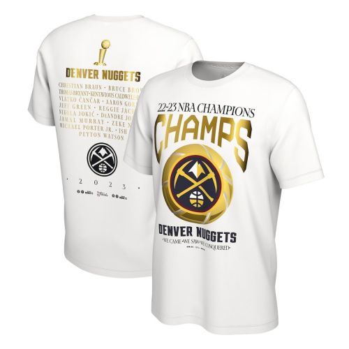 Denver Nuggets 2023 NBA Finals Champions Celebration Roster T-Shirt - White